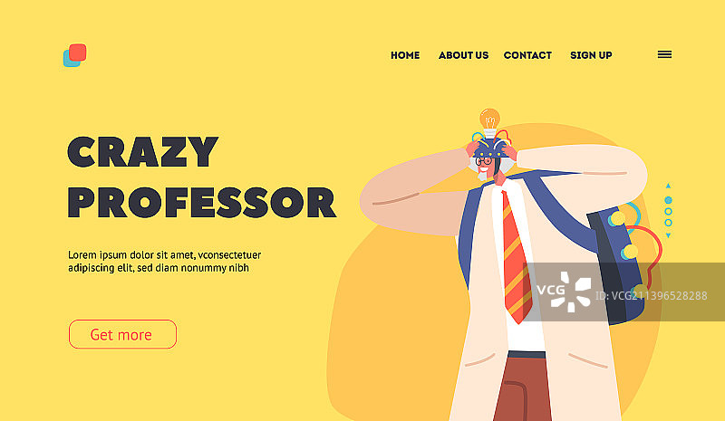 疯狂教授着陆页模板图片素材