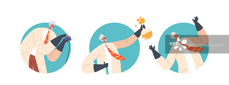 疯狂教授圆形图标或头像图片素材