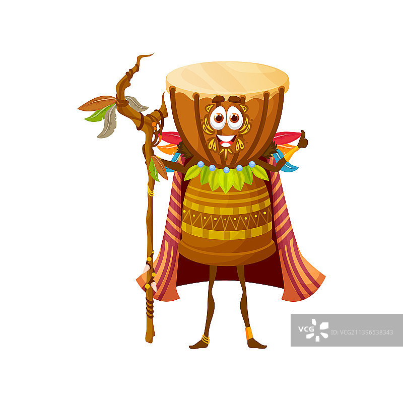 卡通非洲鼓巫婆角色伏都教萨满图片素材