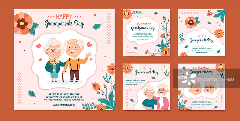 祖父母节社交媒体帖子模板图片素材