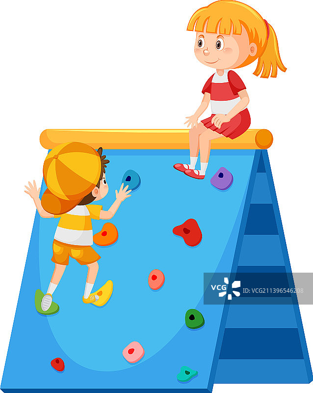 白色背景上的儿童攀岩图片素材