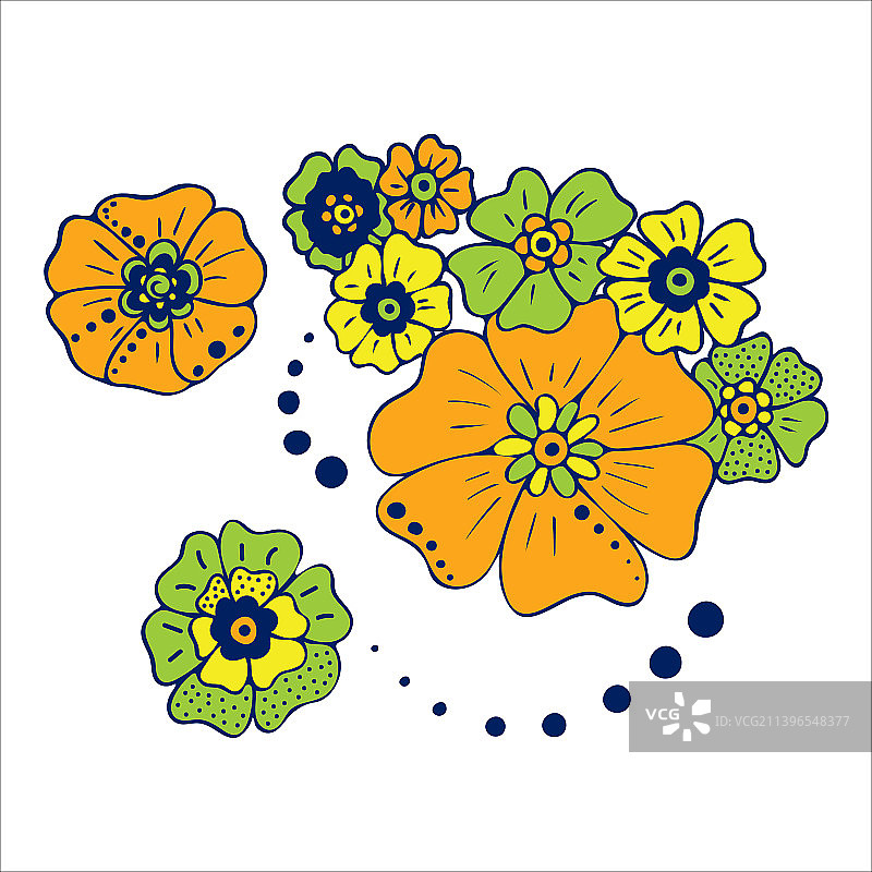 手绘彩色花朵涂鸦图片素材