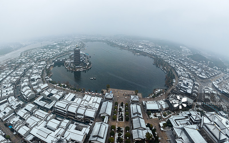 铜官窑雪景航拍图片素材