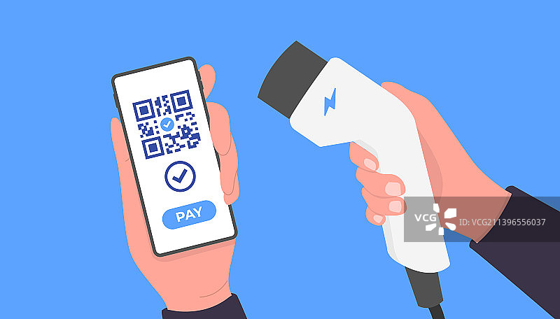用扫描APP为电动汽车充电图片素材