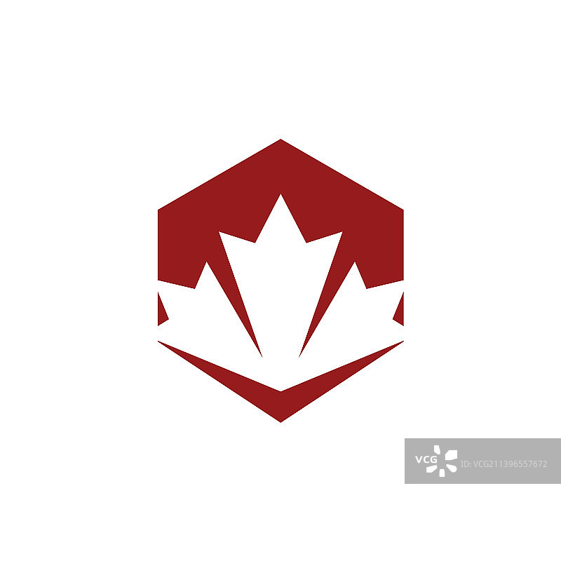 枫叶六边形logo图片素材