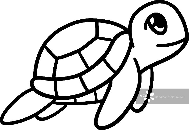 儿童海龟填色页图片素材