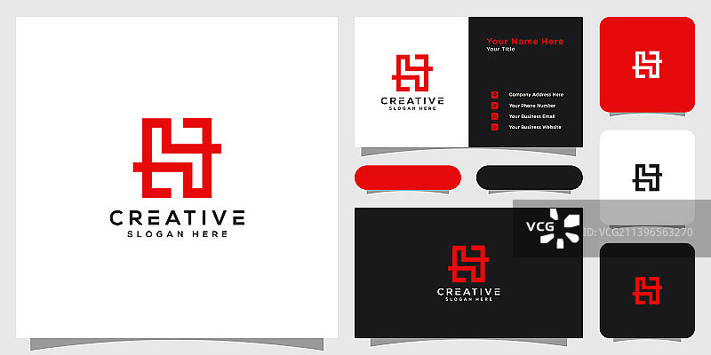 线条风格字母H标志设计图片素材