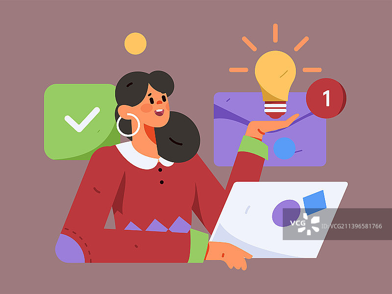 科技让工作更高效扁平矢量概念运营插画图片素材