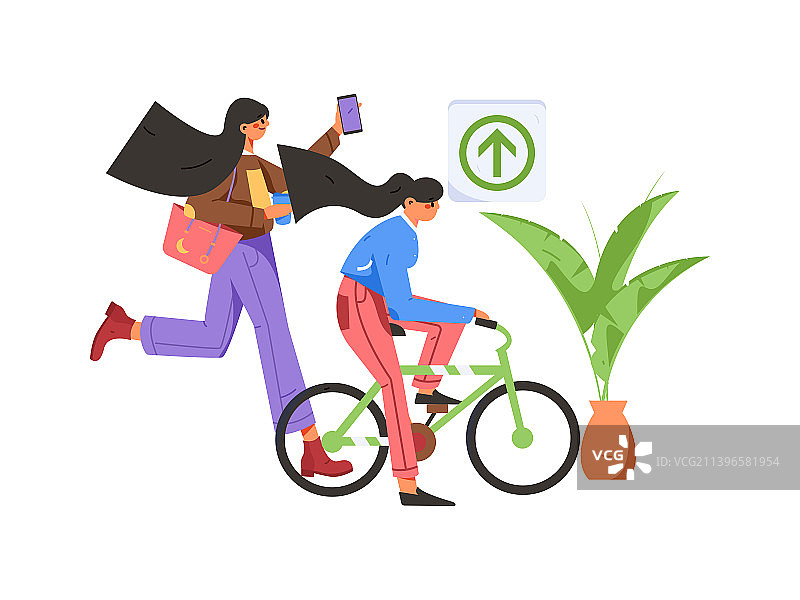 白领打车出行扁平矢量概念运营插画图片素材