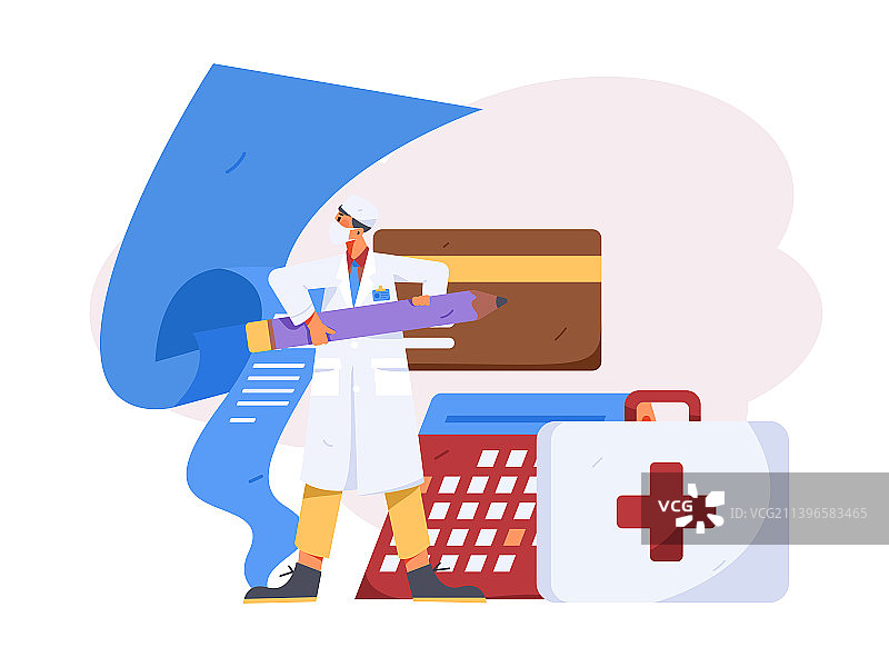 健康医保体检扁平矢量概念运营插画图片素材