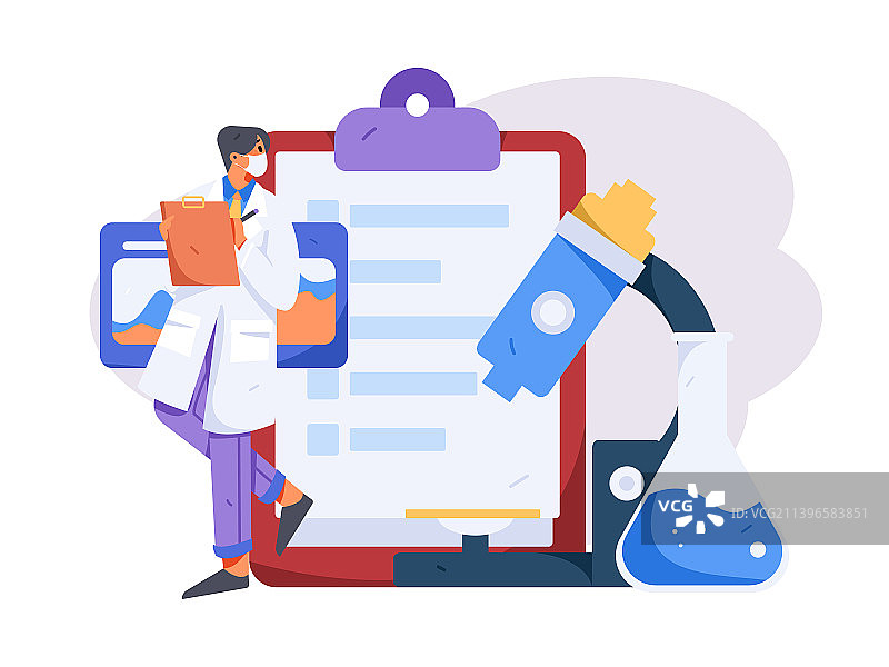 健康医保体检扁平矢量概念运营插画图片素材