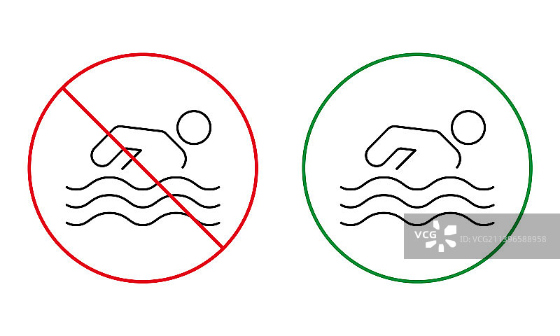 游泳区黑线警示图标图片素材