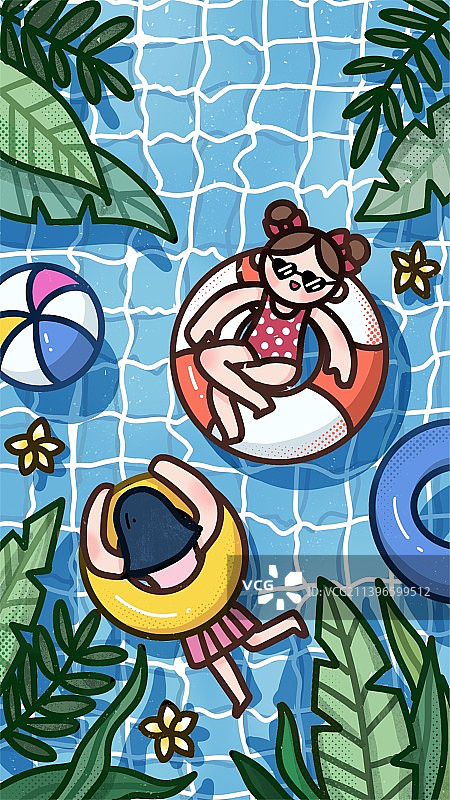 一起来玩水吧插画图片素材