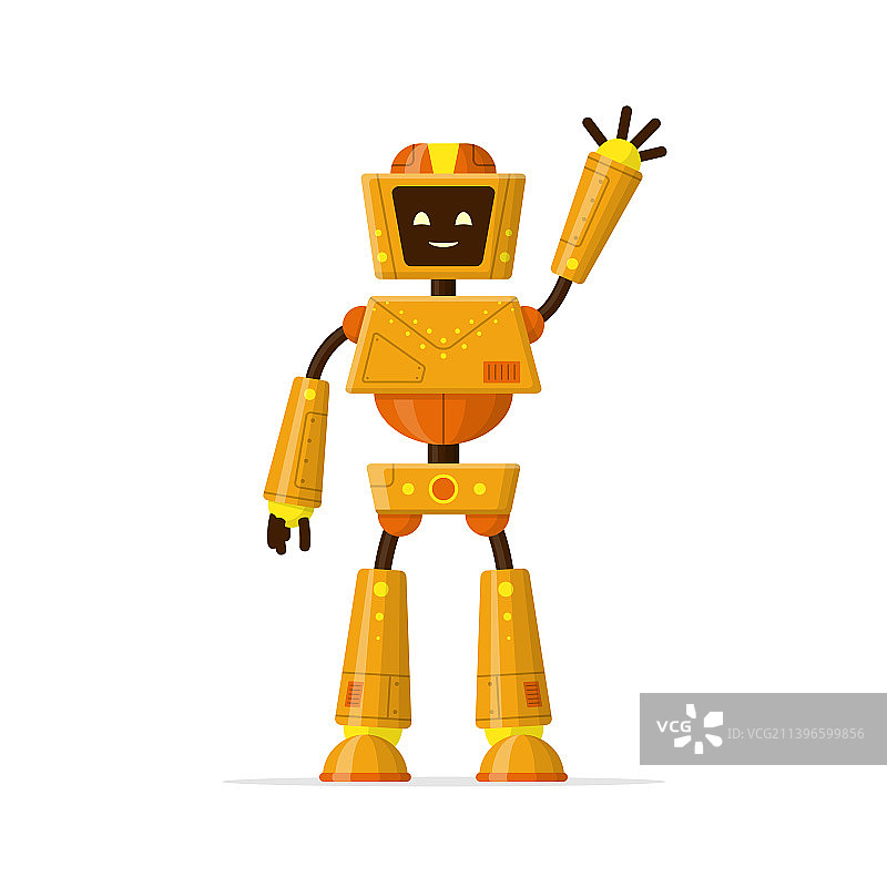 可爱的挥手机器人，打招呼图片素材