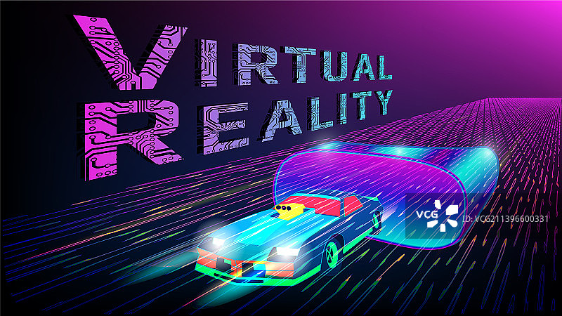 未来感虚拟现实穿孔题词图片素材