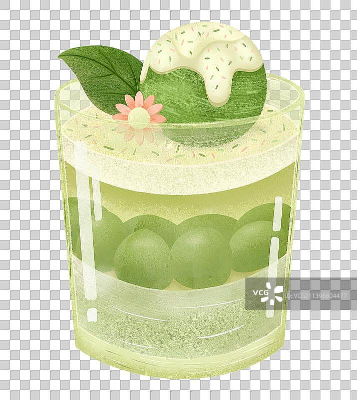 春日野餐下午茶抹茶冰淇淋杯图片素材