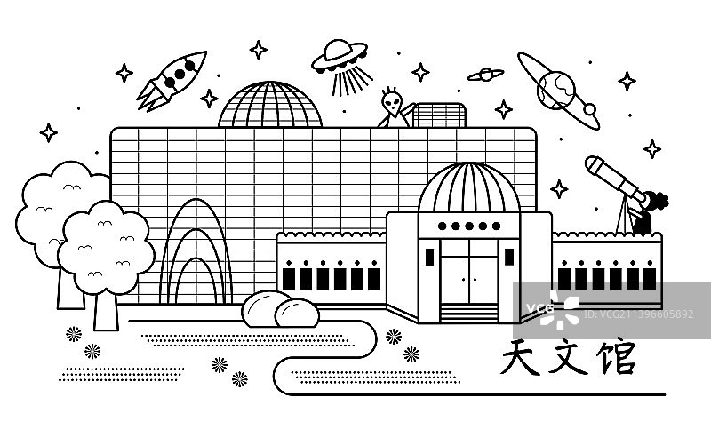 极简线条风格北京天文馆图片素材