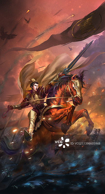 古风武将三国曹操战马古代战争角色插图图片素材