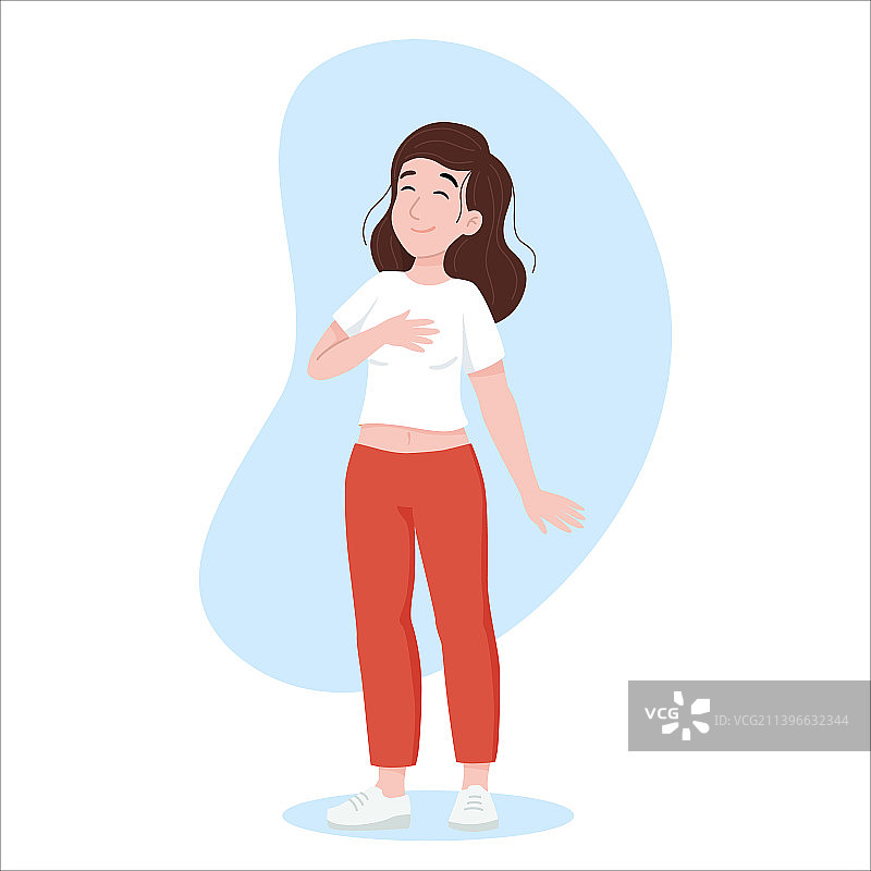 女士深呼吸，关注健康图片素材