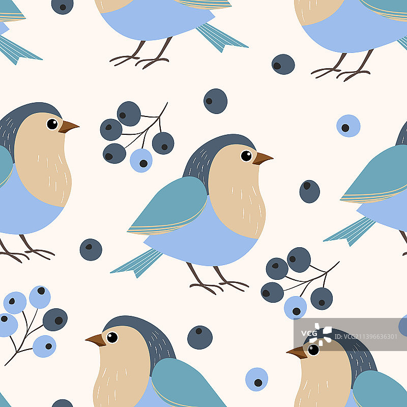 有趣的彩色小鸟无缝图案图片素材