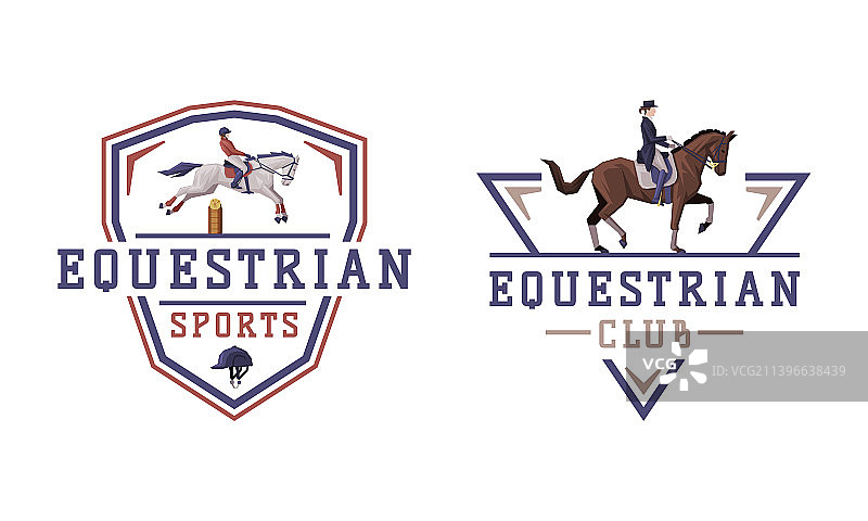 马术俱乐部Logo和骑师标志图片素材
