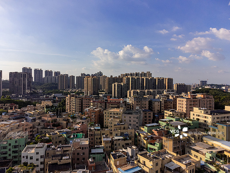 广州白云区金沙洲横沙城中村航拍图片素材