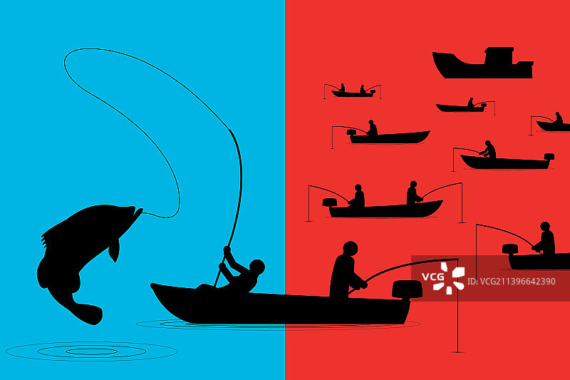 蓝海战略与红蓝海战略对比图片素材