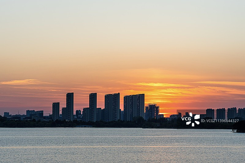 淮北南湖湿地公园夕阳图片素材