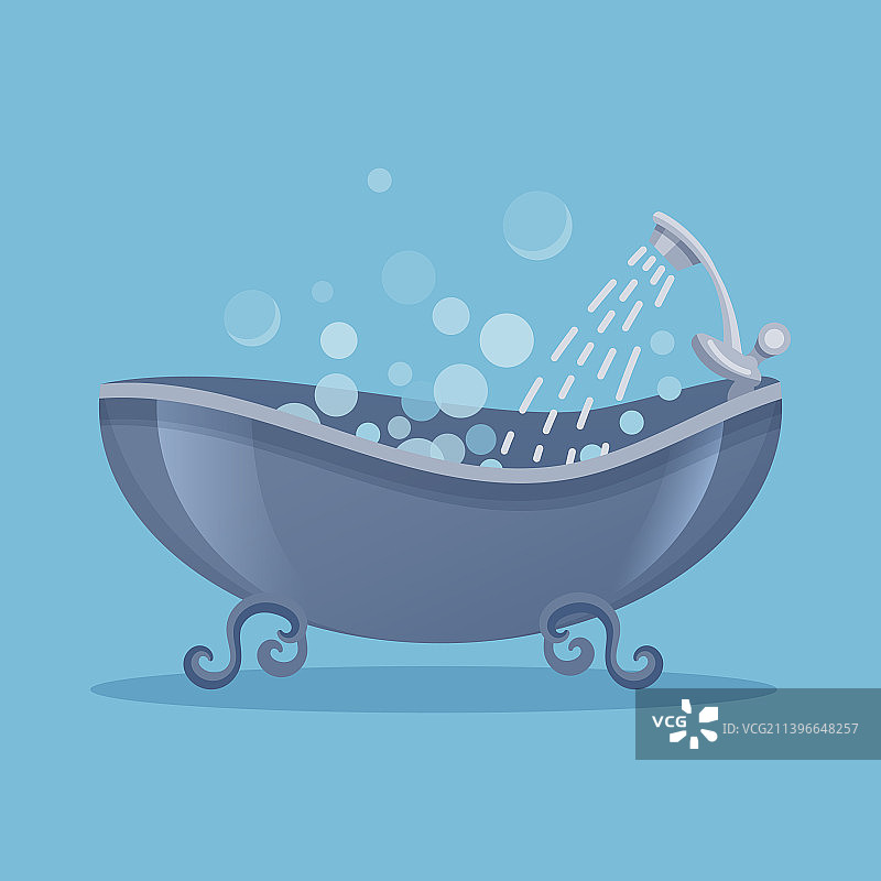 带淋浴的浴缸图标图片素材