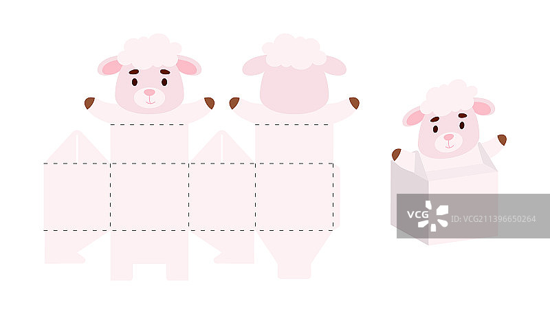 绵羊图案简约包装喜糖盒设计图片素材