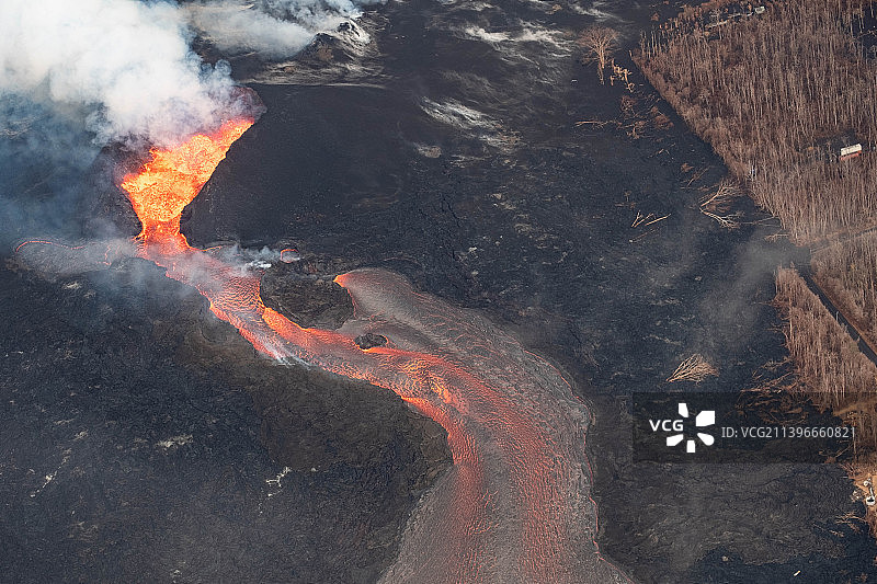 夏威夷大岛火山岩浆图片素材