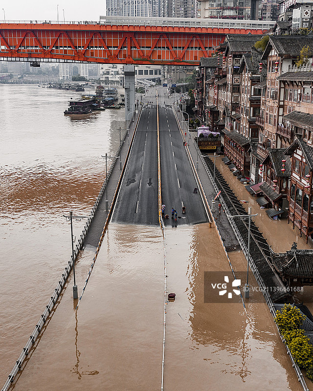 重庆洪水航拍图片素材