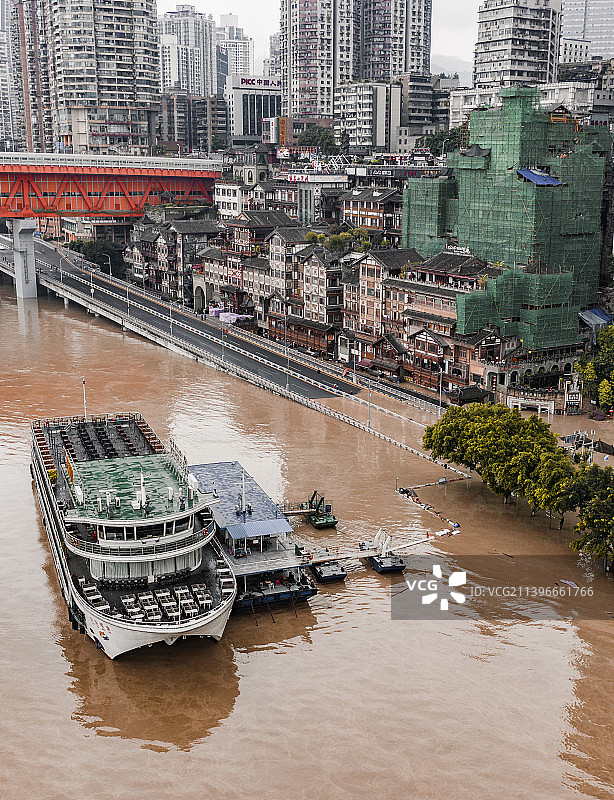 重庆洪水航拍图片素材