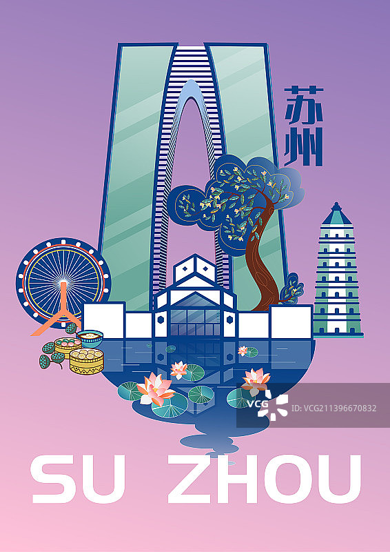 苏州建筑插画矢量风土人情图片素材