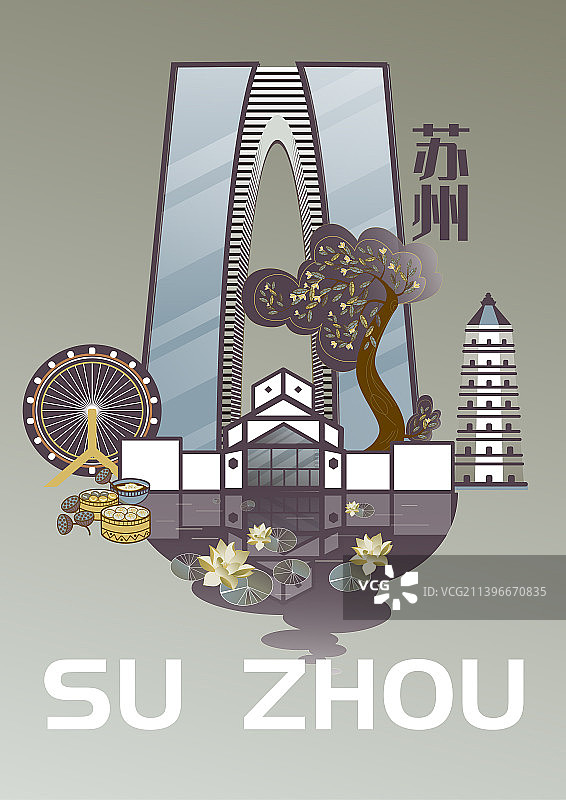 苏州建筑插画矢量风土人情图片素材