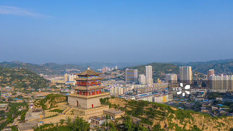 陕西省绥德县城市风光图片素材