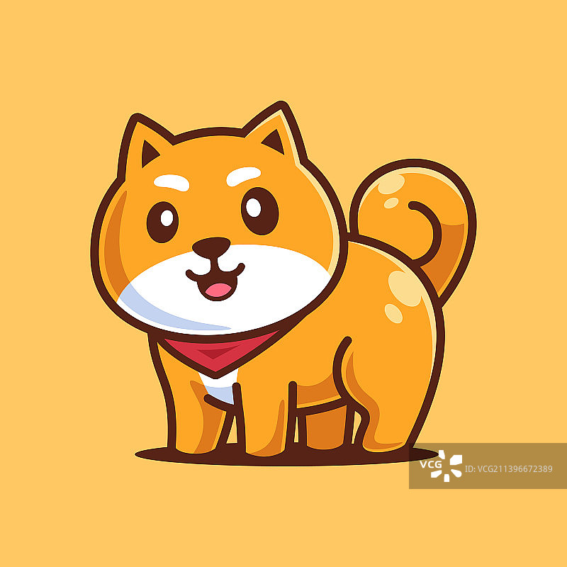 站立的柴犬卡通角色图片素材