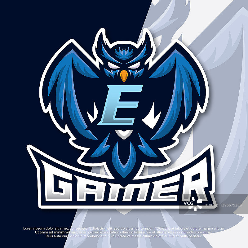 字母E猫头鹰电竞游戏标志设计图片素材