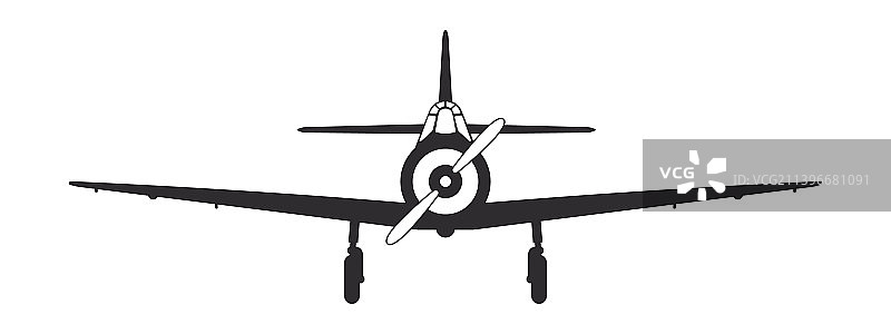 复古飞机剪影正面图片素材