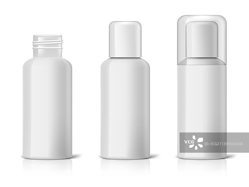 透明盖塑料化妆品瓶3D模型图片素材