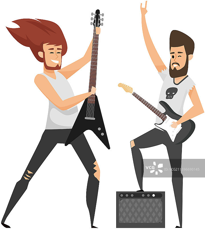 弹奏电吉他的摇滚音乐家卡通图片素材