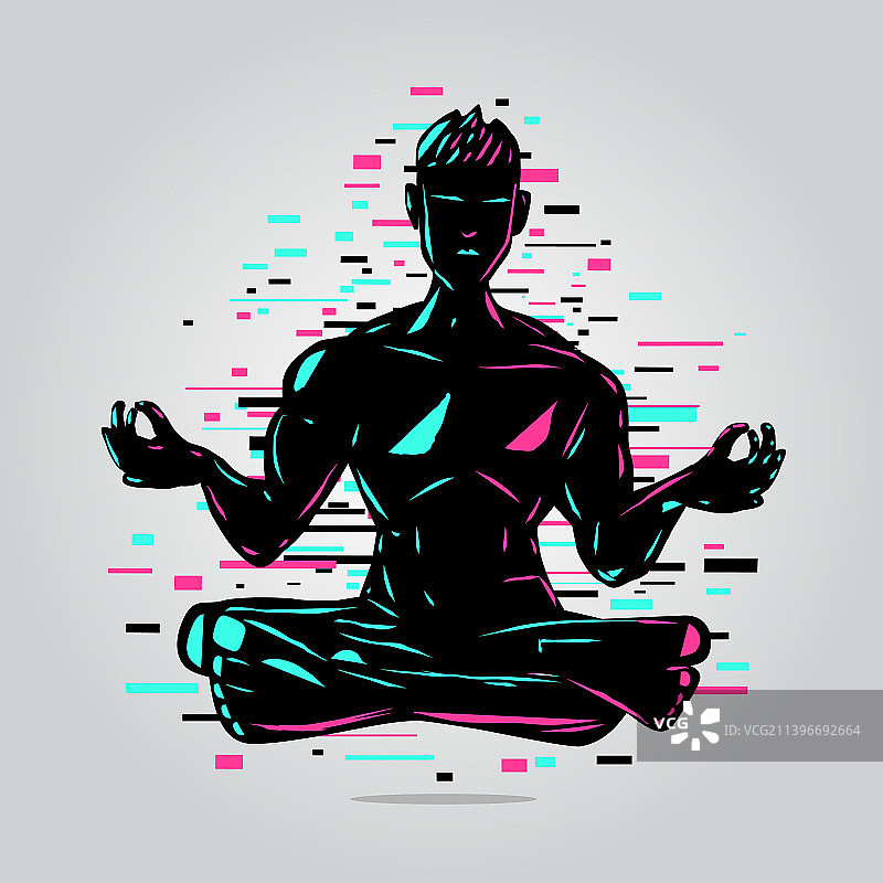 瑜伽男人剪影虚拟形象图片素材