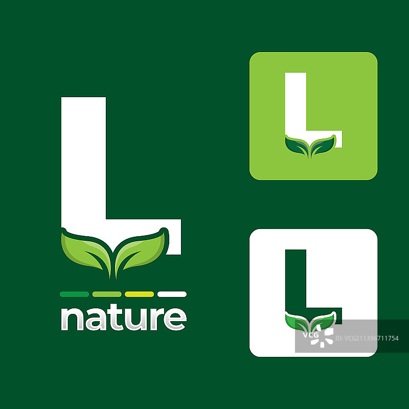 字母L绿色叶子标志图标合集图片素材