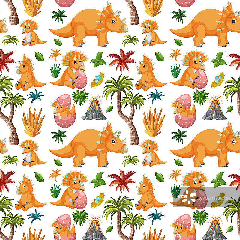 可爱的恐龙无缝图案图片素材