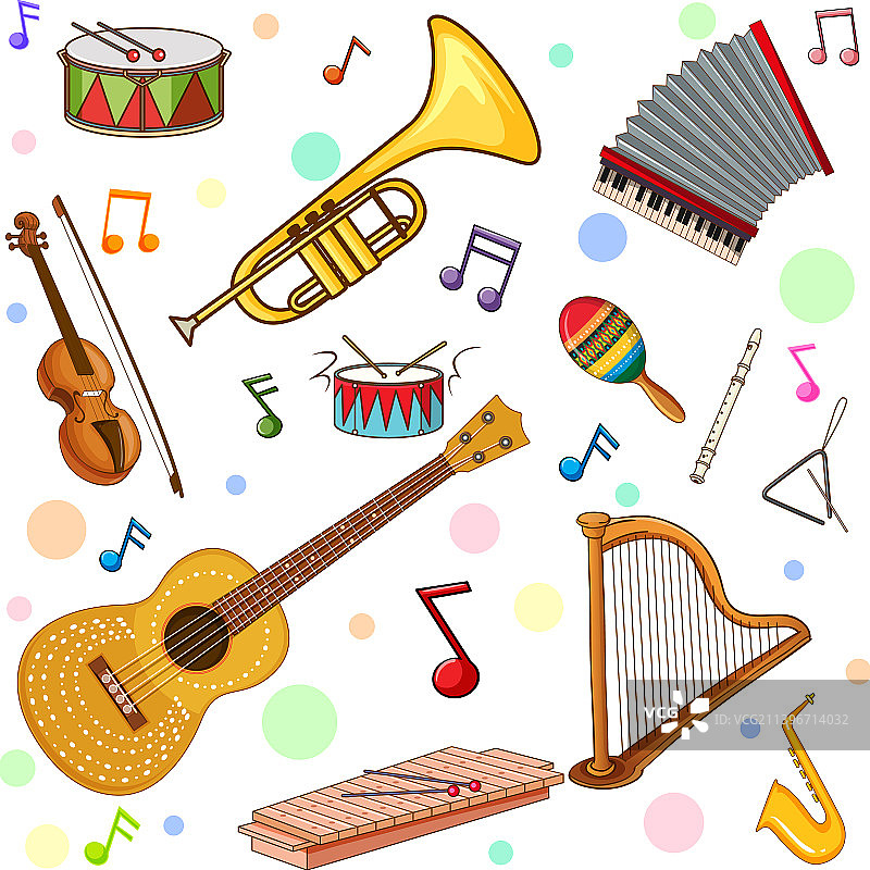 不同的乐器无缝图案图片素材