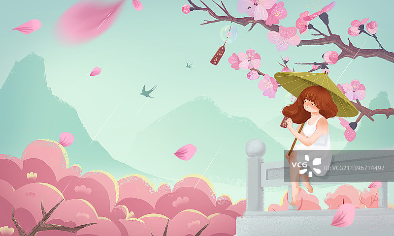 唯美清明二十四节气插画图片素材