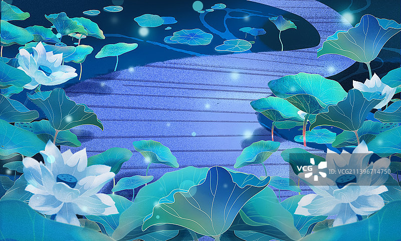 唯美处暑二十四节气插画背景图片素材