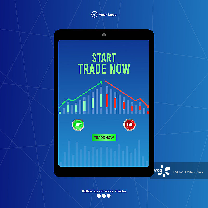 卡通风格的开始交易banner设计图片素材