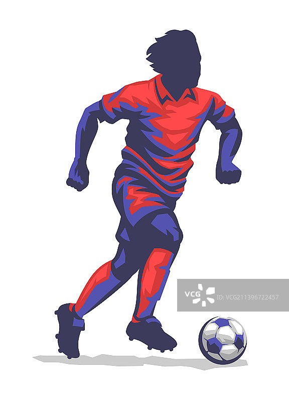 彩色足球运动员踢球图片素材
