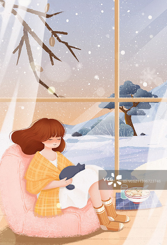 唯美冬至二十四节气创意插画图片素材